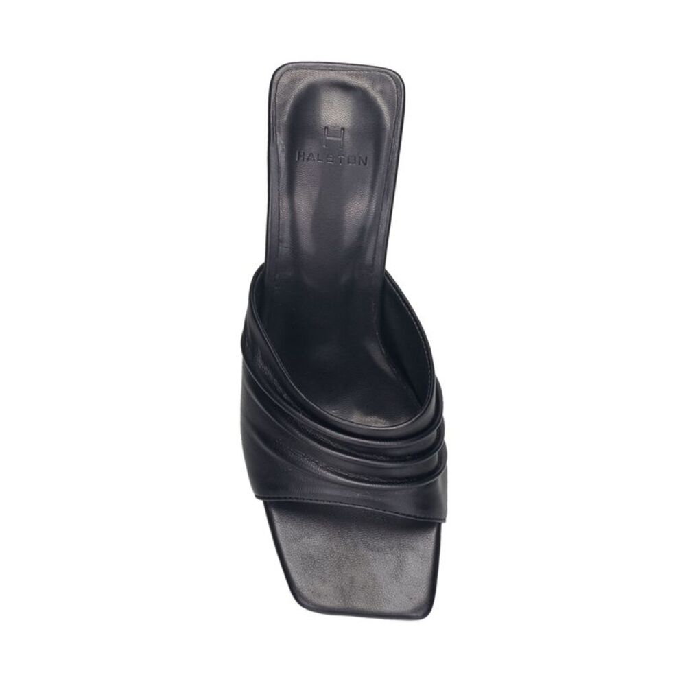 HALSTON Womens Black Non-Skid Luanda Stiletto Slip On Leather Heeled Sandal 7 - Picture 3 of 5